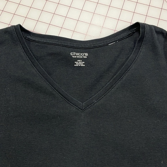 CHICO'S Set of 2 V-Neck 3/4 SLV Cotton Black and Bright Blue Pullover Tops SZ XL - Picture 4 of 16